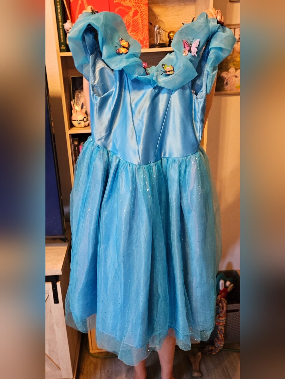 Sparkling Blue Butterfly Tulle Live Action Cinderella Costume Dress for Kids